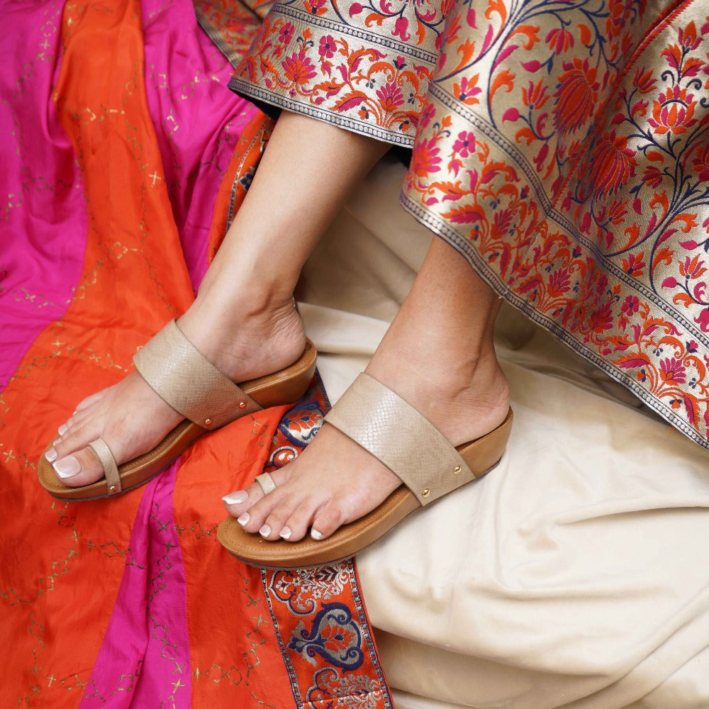 Yasmin Kolhapuri Comfort Low Heel Platforms.